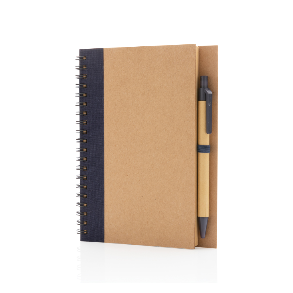 Cuaderno de espiral kraft con bolígrafo promocional